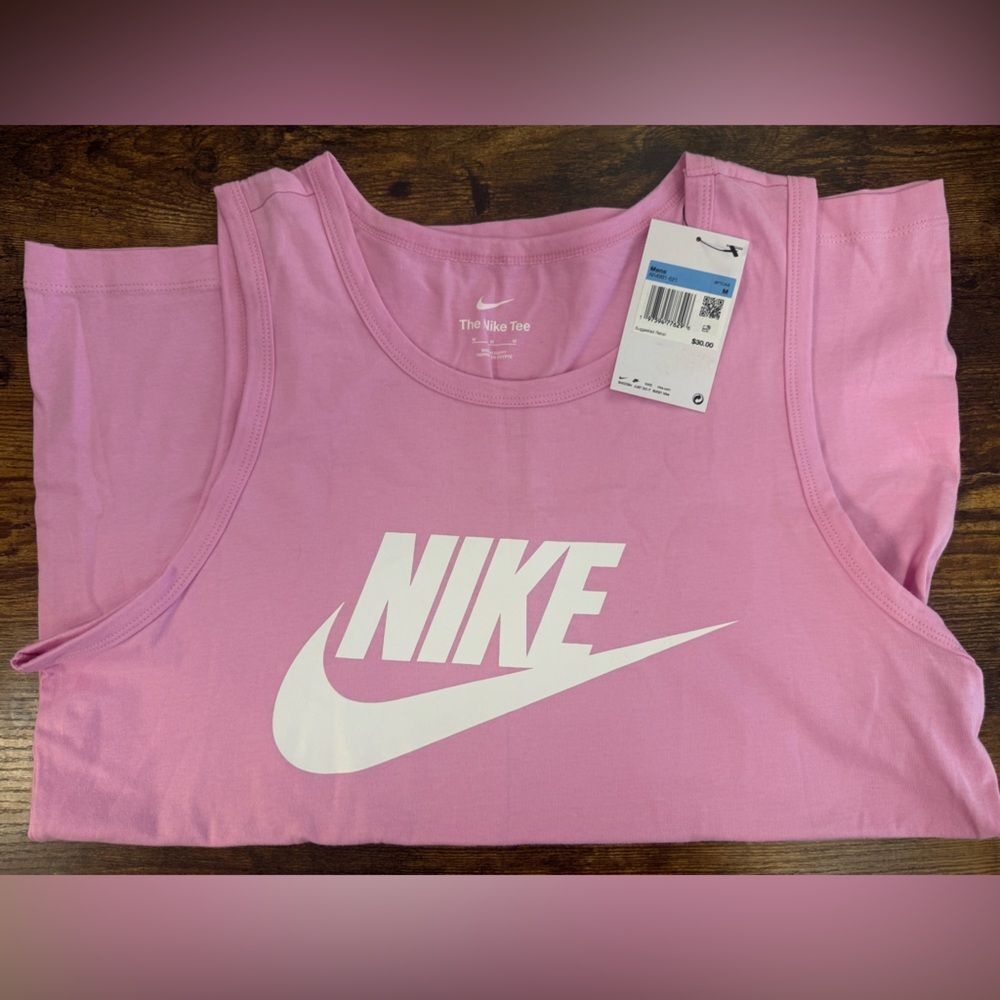 Nike Men's Sportswear Logo Tank Top in pink Size Medium NWT - Picture 4 of 7